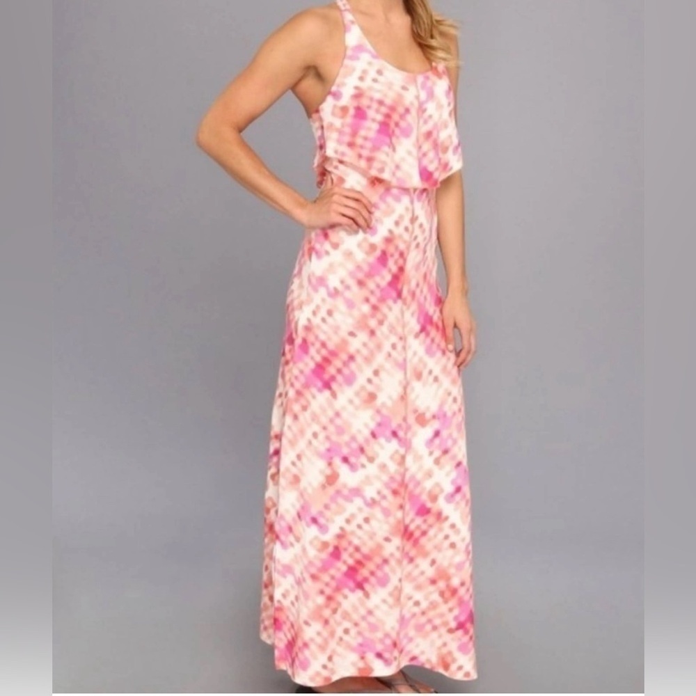 Patagonia Pink and Coral Folly Beach Maxi Dress, Size Large